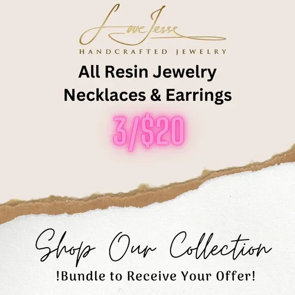 3/$20 14k Gold Bronze Glitter Resin Heart Handmade Charm Pendant Necklace - Picture 2 of 7